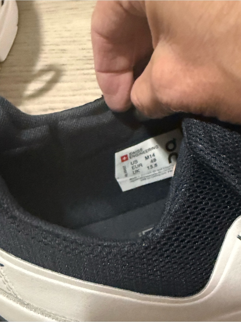 On Running The Roger Mens 14 White Navy Tennis Shoes Speedboard Vegan Leather - Picture 5 of 10